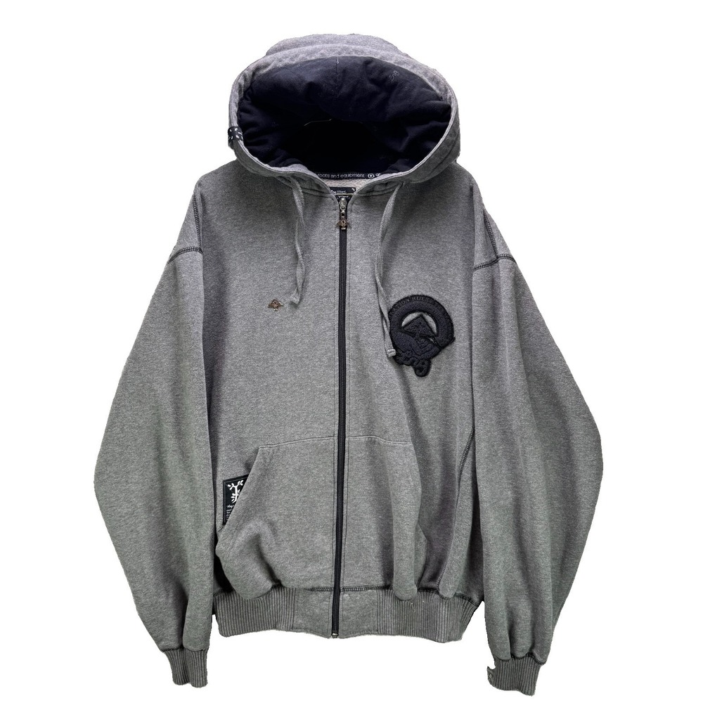 LRG Hoodie Mens Large Gray Full Zip Embroidered Y2K Hip Hop Skater Sweatshirt